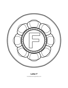 ABC & 123 Kids Mandalas coloring page — 06 Letter F